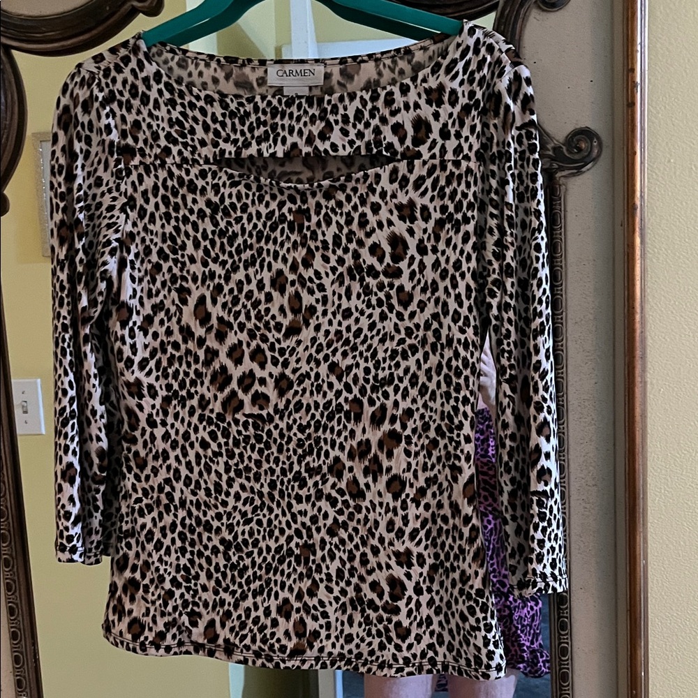 Carmen Marc Valvo Animal Print Blouse